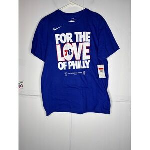 Nike Mens Philadelphia 76ers 2024 Playoffs Philly Graphic T-Shirt Blue Large NEW